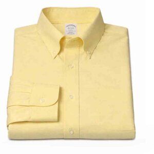 NWOT Brooks Brothers Supima Oxford Cloth Dress Shirt Yellow REGENT SLIM 17.5x35
